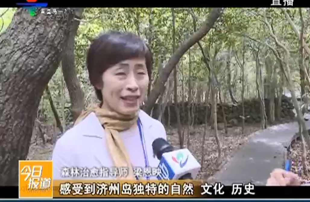 중국 언론 치유의 숲 취재 장면.