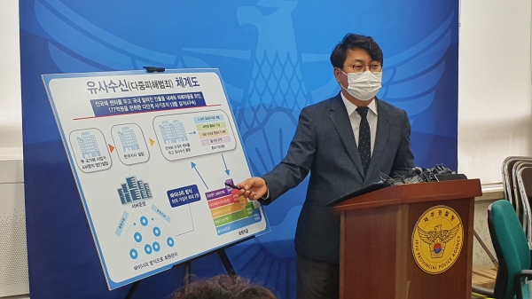 유사수신 업체의 범행 수법을 설명하고 있는 김향년 제주경찰청 반부패경제범죄수사대장.