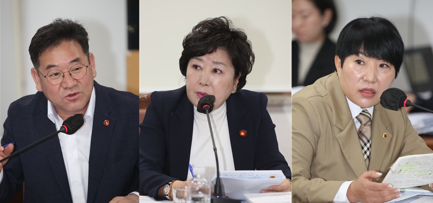 사진 왼쪽부터 정민구, 박두화, 홍인숙 도의원.